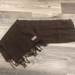 Coach Brown Wool Cashmere Fringe Scarf